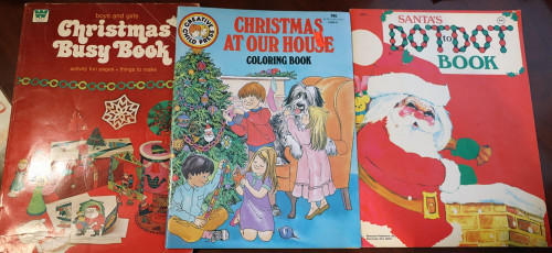 VINTAGE COLORING BOOKS Christmas at Our House / Santa's Dot to Dot Book 1980's