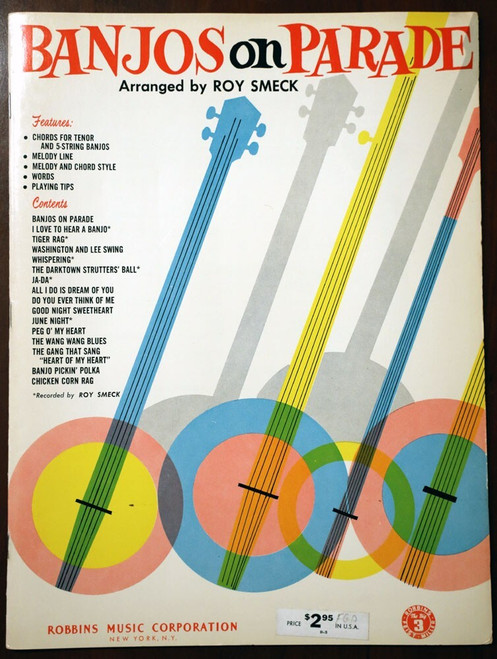 BANJOS ON PARADE Arranged by Roy Smeck 1966 Vintage Sheet Music Book ROBBINS