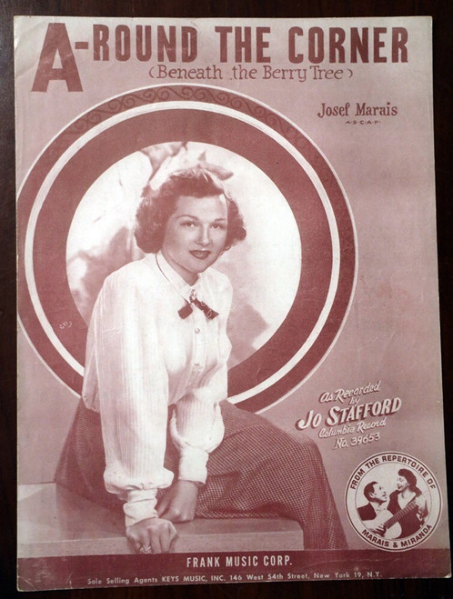 A-ROUND THE CORNER Beneath Berry Tree Sheet Music Josef Marais 1950 Jo Stafford