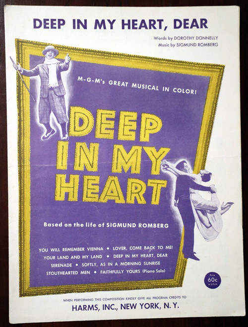 Deep in My Heart, Dear 1948 Vintage Sheet Music SIGMUND ROMBERG Dorothy Donnelly
