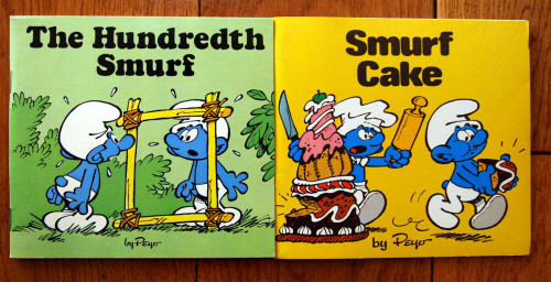 The Hundredth Smurf + Smurf Cake by Peyo Lot of 2 Vintage Mini Storybooks 1980's