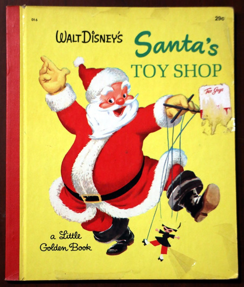 Walt Disney's SANTA'S TOY SHOP Vintage Little Golden Book D16 1950 "N" Red Spine