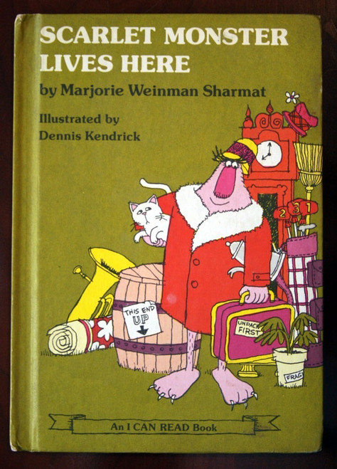 SCARLET MONSTER LIVES HERE by Marjorie Weinman Sharmat 1979 "An I Can Read Book"