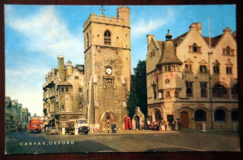CARFAX, OXFORD Vintage Postcard Oxfordshire, U.K. Salmon Cameracolour Postmarked