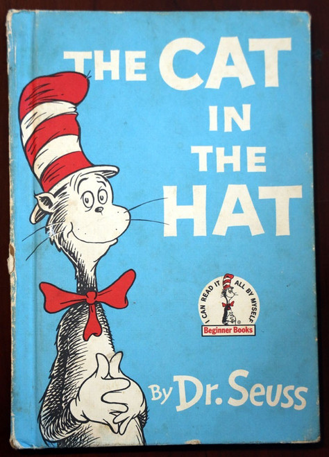 The Cat in the Hat by Dr. Seuss 1957 Light Blue Hardcover VINTAGE KLM56 Printing