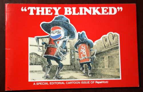 "THEY BLINKED" Special Editorial Cartoon Issue of PEPSI WORLD 1985 Advertising
