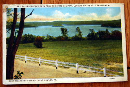 Lake Wallenpaupack Deer Island Near Hawley PA 1936 Vintage Postcard Pennsylvania
