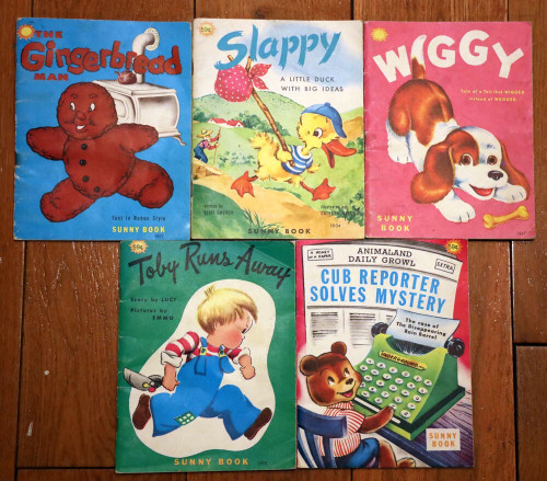 Lot Vintage SUNNY Childrens Books Slappy, Wiggy, Toby Runs Away, Gingerbread Man