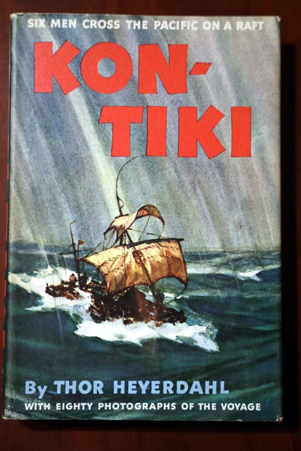 KON-TIKI by Thor Heyerdahl 1950 HC/DJ Pacific Ocean Exploration Very Nice BOMC