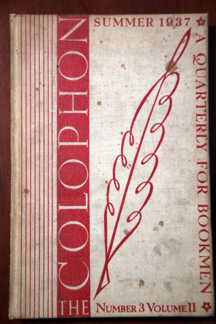 THE COLOPHON Summer 1937 Quarterly for Bookmen Number 3 Volume II Pynson Printer