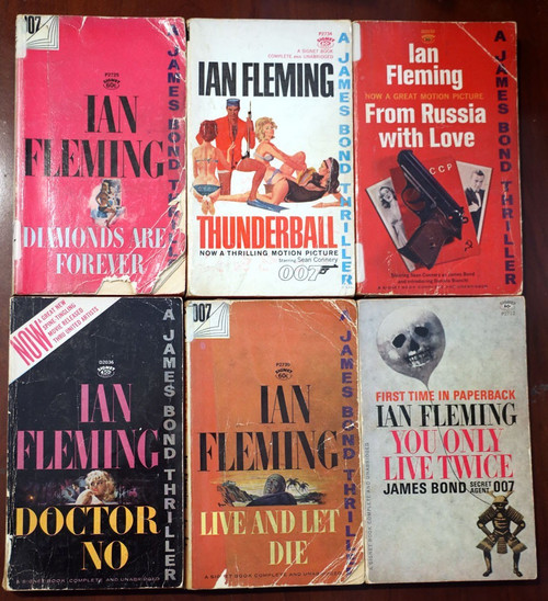 Lot of 6 JAMES BOND Paperback Books IAN FLEMING Signet Thrillers 1954-1965