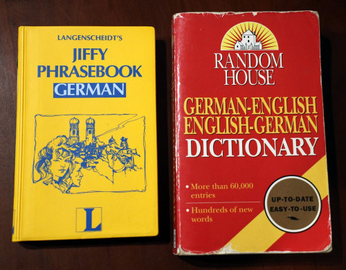 Langenscheidt's JIFFY PHRASEBOOK GERMAN (1986) + Random House German Dictionary