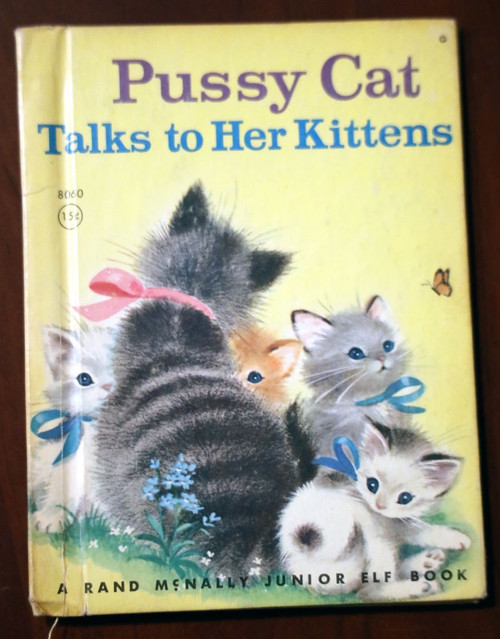 Pussy Cat Talks to Her Kittens 1942 Vintage Junior Elf Book 8060 Elizabeth Webbe