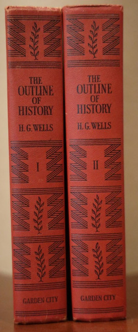 The Outline of History by H.G. Wells 1961 2-Volume Vintage Book Set Garden City