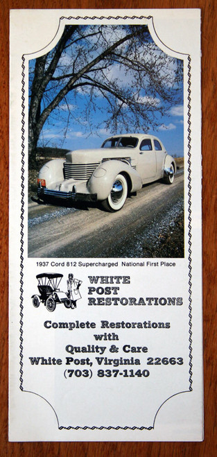White Post Restorations Vintage 1980's Brochure Classic Cars Automobiles VA