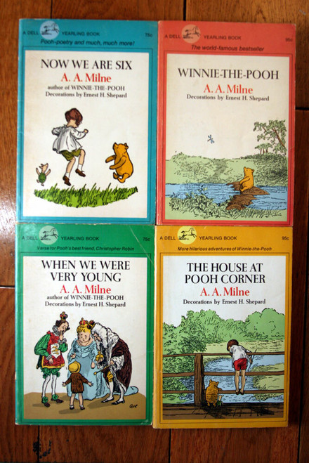 Lot of 4 A.A. Milne Paperback Books Winnie-the-Pooh When We Were Very Young 1971