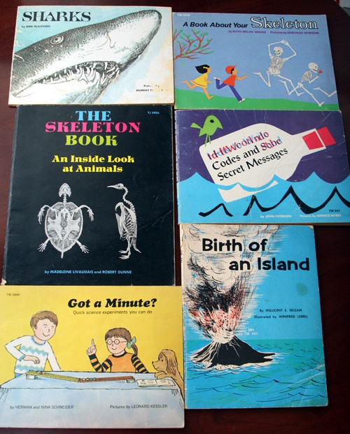 Lot of 6 Vintage Scholastic Paperbacks SKELETON, SHARKS, CODES & SECRET MESSAGES