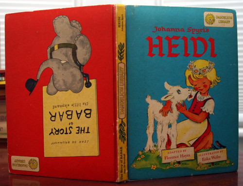 HEIDI (Spyri/Hayes) / BABAR (Brunhoff) 1960's Dandelion Library 2 Books in 1