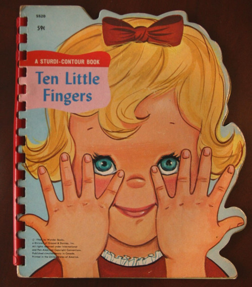 TEN LITTLE FINGERS A Sturdi-Contour Book 1966 Vintage Wonder Books Die-Cut HC