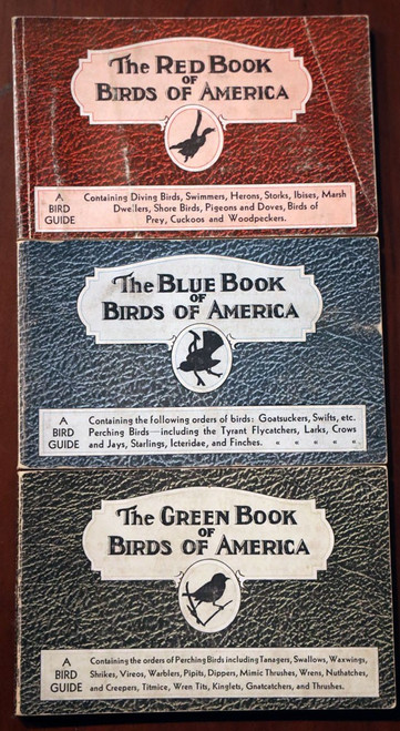 Red/Blue/Green BIRDS OF AMERICA Vintage Book Set 1931 Frank Ashbrook/Paul Moller