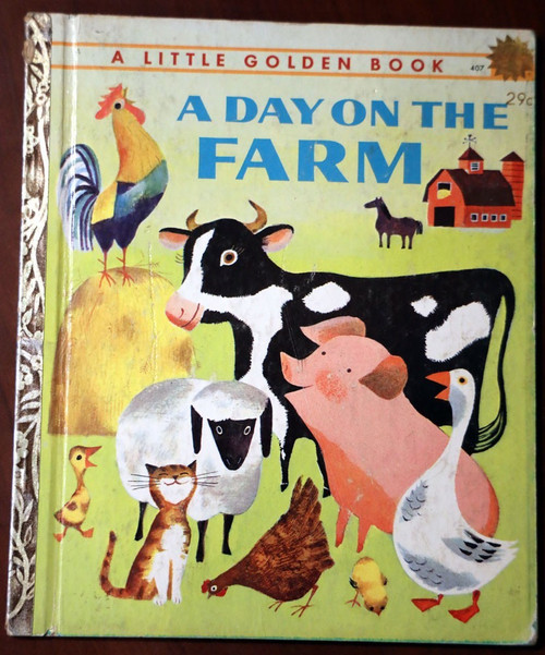 A Day on the Farm by Nancy Fielding Hulick 1960 Vintage Little Golden Book "A"