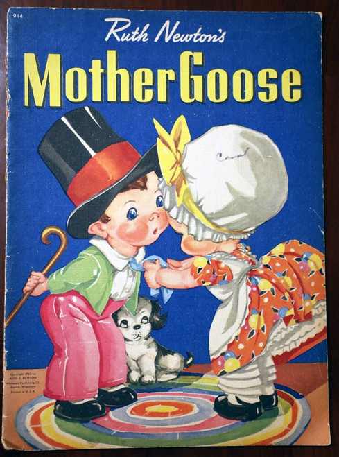 Ruth Newton's MOTHER GOOSE #914 Vintage 1943 Linen Children's Book Whitman Publ.