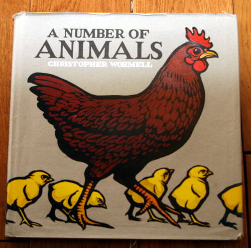 A Number of Animals by Christopher Wormell 1993 HC/DJ Block Print Counting Book