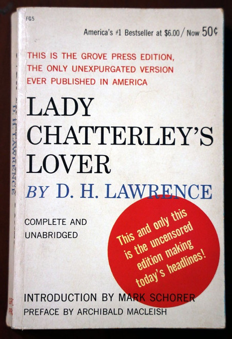 Lady Chatterley's Lover by D.H. Lawrence 1959 Vintage Paperback Grove Press FG5