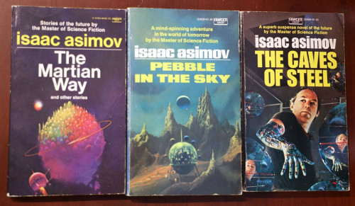 ISAAC ASIMOV Martian Way/Caves of Steel/Pebble in the Sky Vintage Paperback Lot