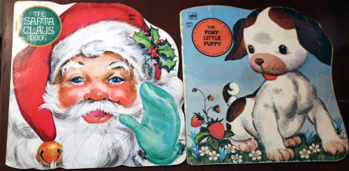 The Santa Claus Book + Poky Little Puppy VINTAGE GOLDEN SHAPE BOOKS 1980 /1979