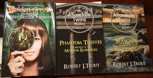 ALLANDALE TWINS MYSTERY Book Set SIGNED by Robert J. Trout {Civil War Author} YA