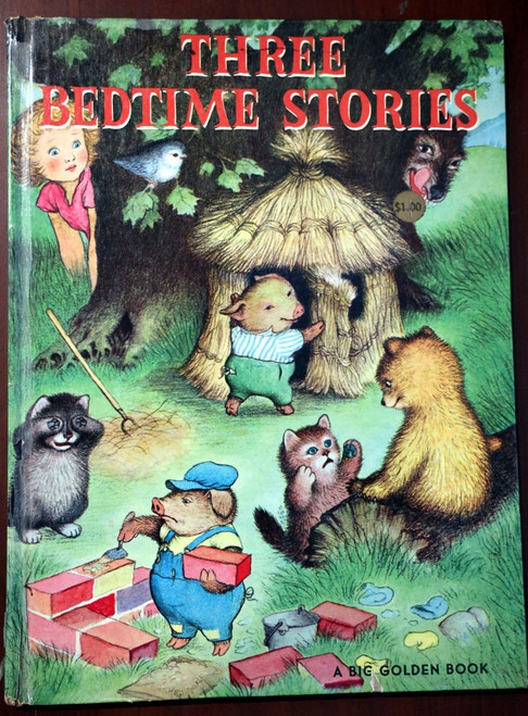 Three Bedtime Stories 1958 Vintage Big Golden Book 3 Little Pigs/Kittens/Bears