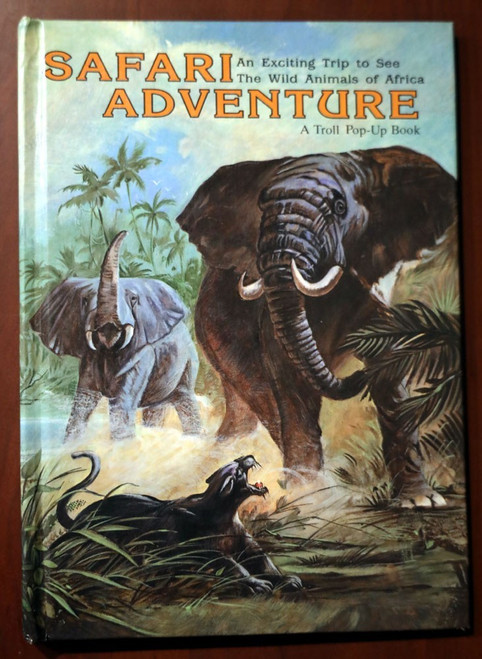SAFARI ADVENTURE Troll Pop-Up Book 1988 Vintage Hallmark AFRICAN WILD ANIMALS