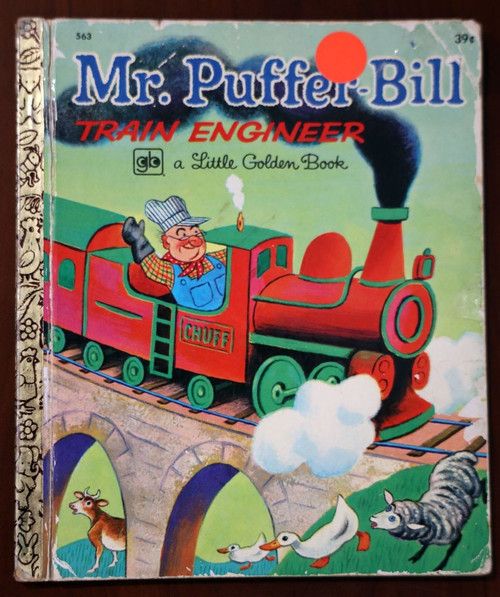 Mr Puffer-Bill Train Engineer 1972 Vintage Little Golden Book #563 Tibor Gergely