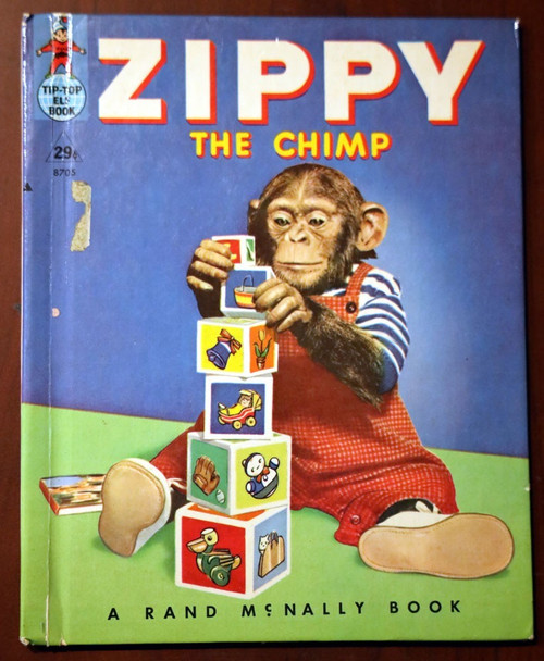 ZIPPY The Chimp 1953 Vintage Rand McNally Tip-Top Elf Book 8705 Real Live Animal