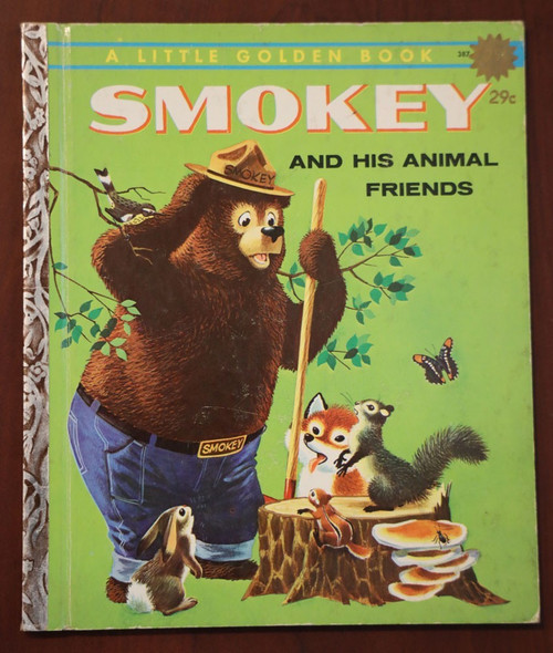 SMOKEY AND HIS ANIMAL FRIENDS 1960 Vintage Little Golden Book #387 "A" 1st Ed.
