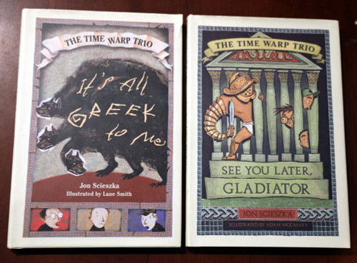 TIME WARP TRIO It's All Greek to Me/See You Later Gladiator Jon Scieszka SIGNED