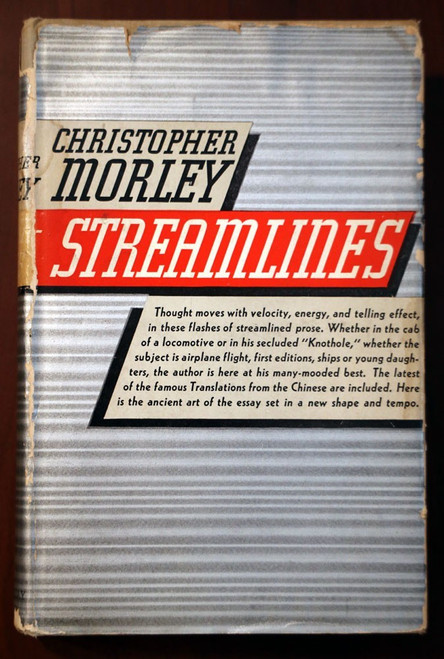 STEAMLINES by Christopher Morley 1936 First Edition HC/DJ ILLUSTRATED Essays