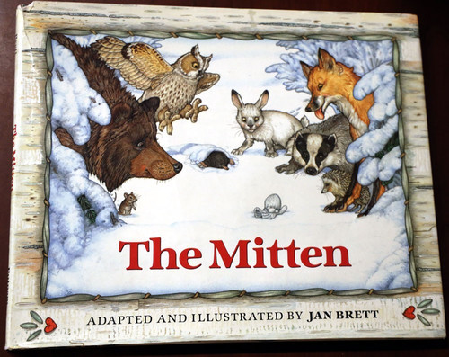 THE MITTEN by Jan Brett 1989 HC/DJ Vintage Children's Book Ukrainian Folktale