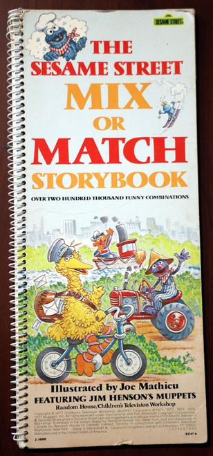 SESAME STREET Mix or Match Storybook 1977 Muppets CTW TV Spiral Binding VINTAGE