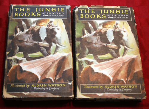THE JUNGLE BOOKS Rudyard Kipling 2 Volumes 1948 HC/DJ Aldren Watson Illustrated