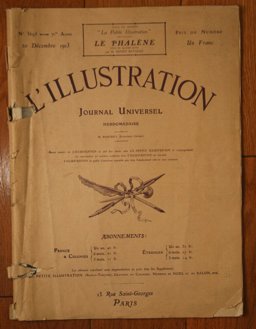 1913 L'ILLUSTRATION Journal Universel Hebdomadaire R. Baschet PARIS FRANCE WWI