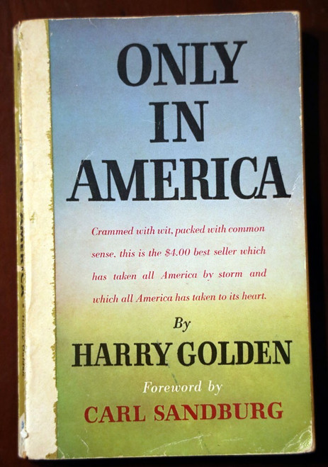 ONLY IN AMERICA by Harry Golden 1959 Permabooks Vintage Paperback CARL SANDBURG
