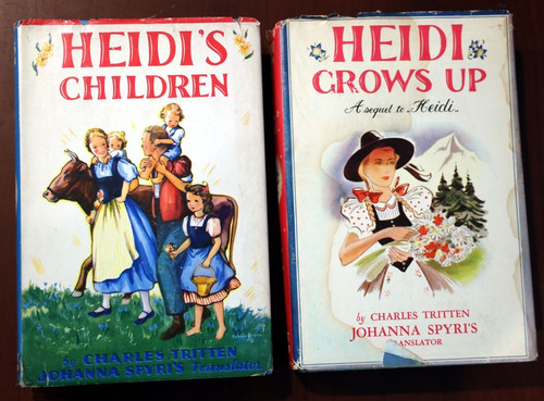 HEIDI'S CHILDREN + HEIDI GROWS UP by Charles Tritten HC/DJ Vintage Book Set 1939