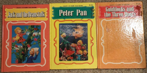 JACK AND THE BEANSTALK + PETER PAN + GOLDILOCKS Giant 3-D Fairy Tale Book Lot