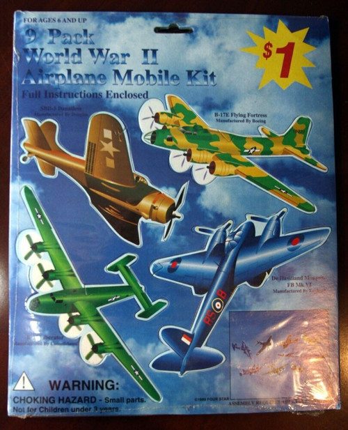 9 Pack World War II Airplane Mobile Kit (1999) Brand New Sealed in Plastic WWII