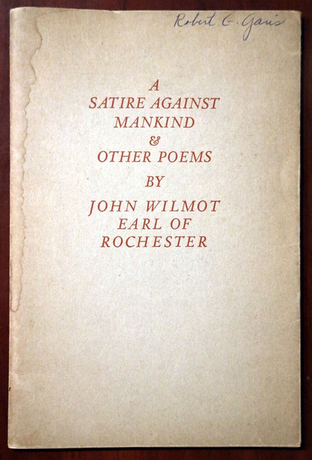 A Satire Against Mankind & Other Poems by John Wilmot, Earl of Rochester 1942