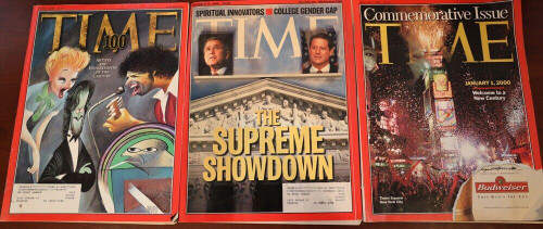 TIME Magazine Lot June 8, 1998 "100" Hirschfeld + Dec. 11 2000 Supreme Showdown