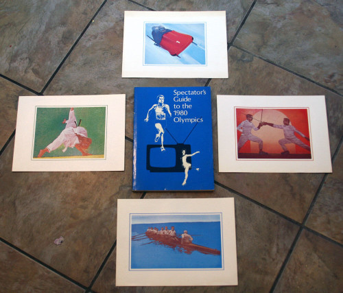 Spectator's Guide to the 1980 Olympics + 4 Art Prints by Richard D. Harvey