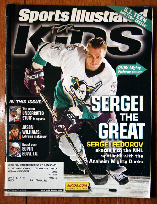 SPORTS ILLUSTRATED FOR KIDS February 2004 Uncut Trading Cards Sergei Fedorov